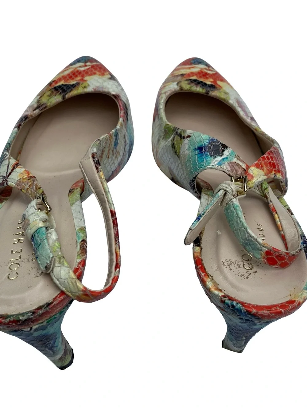 Cole Haan Floral & Snakeskin-Print Slingback Kitten Heel Pumps Womens Size 6.5B